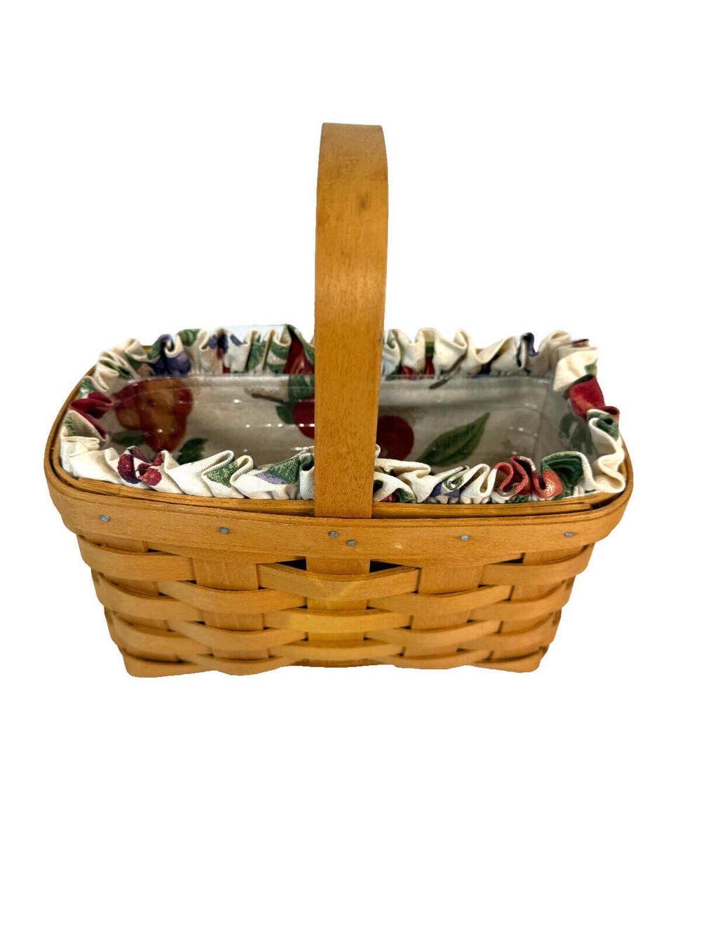 1999 Longaberger Candle Basket w/Fruit Medley Liner & Protector 9"L x 5"W x 5"H